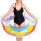 Tzsmat Flotteur de piscine gonflable géant arc-en-ciel avec paillettes à l'intérieur, flotteurs de plage amusants, jouets de fête de natation