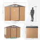 HOGYME Storage Shed 8' x 6' Outdoor Garden Shed Metal Shed Suitable for Storing Garden Tool Lawn Mower Ladder Coffee 8x6