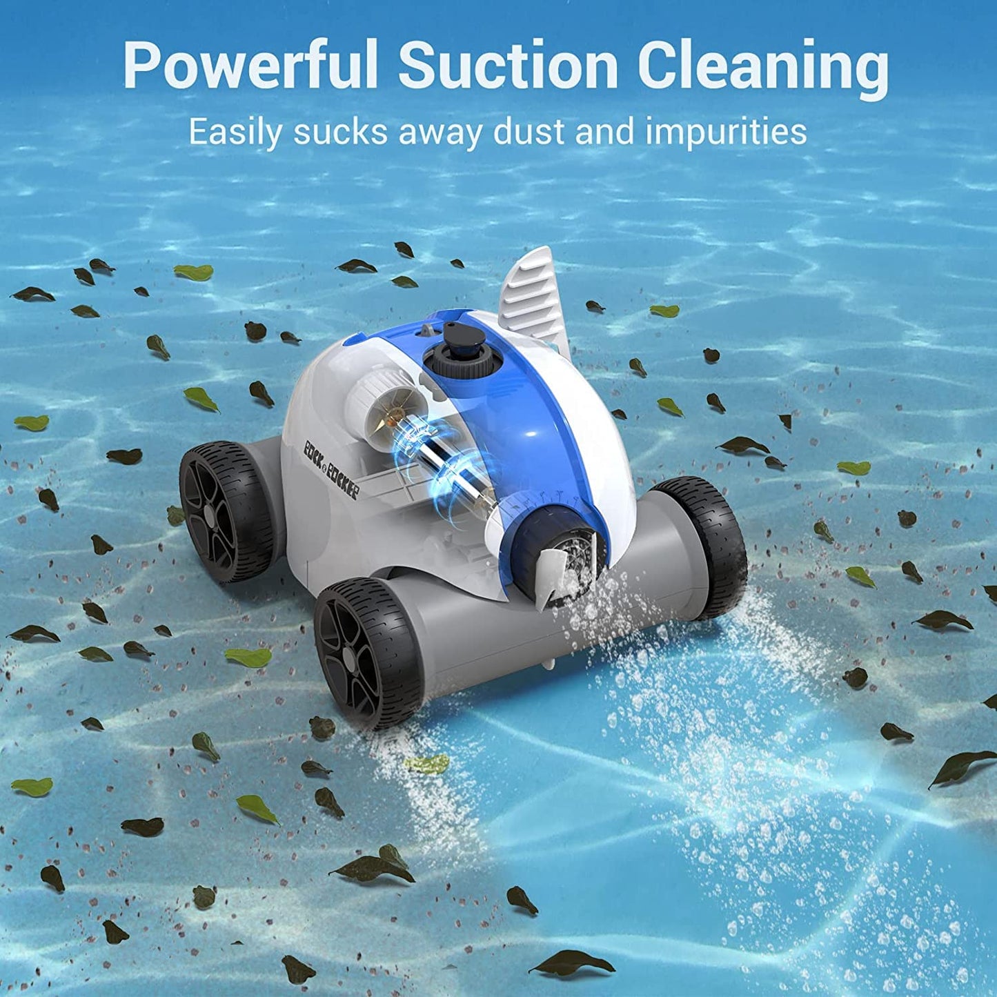 Cordless Robotic Pool Cleaner, Automatic Pool Vacuum with 60-90 Mins Working Time, Rechargeable Battery, IPX8 Waterproof for Above/In-Ground Swimming Pools Up to 861 Sq Ft