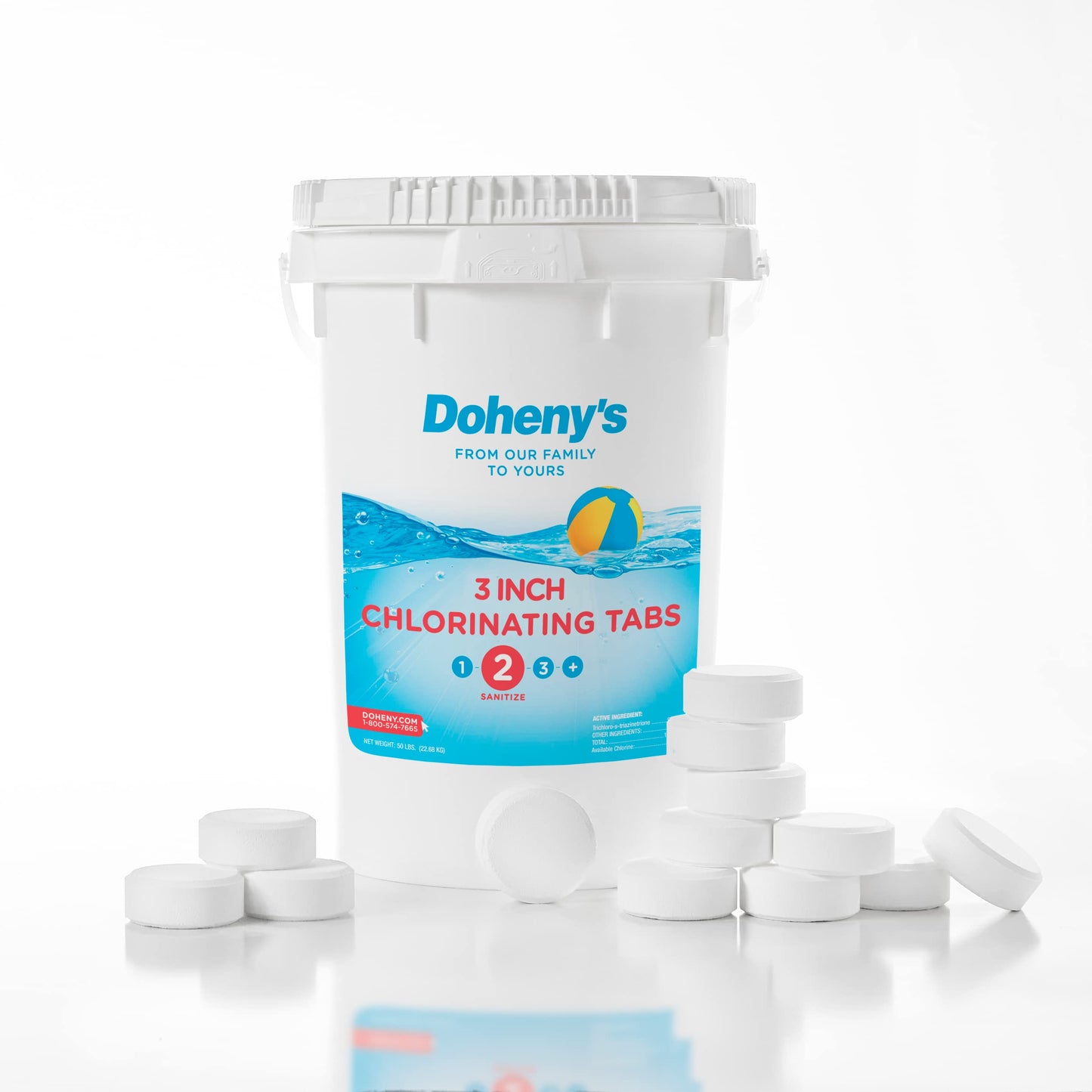 Doheny's 3 Inch Swimming Pool Chlorine Tablets | Pro-Grade Pool Sanitizer | Long Lasting & Slow Dissolving | Individually Wrapped | 99% Active Ingredient, 90% Stabilized Chlorine | 25 LB Bucket 25 lb.
