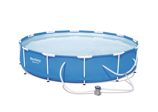Bestway Steel Pro Ensemble de piscine hors sol ronde 12' x 30" | Comprend une pompe de filtration 330 gal 12' x 30"