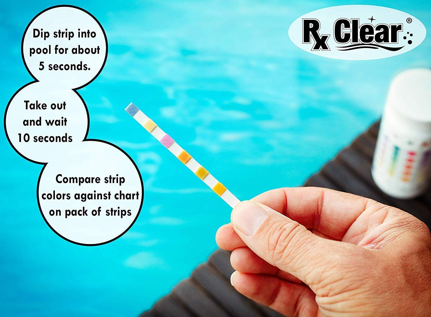 Rx Clear Comprimés de chlore emballés individuellement de 3 pouces | Un seau de 15 livres | Utiliser comme bactéricide, algicide et désinfectant dans les piscines et les spas | Dissolution lente et protection UV 15 lb