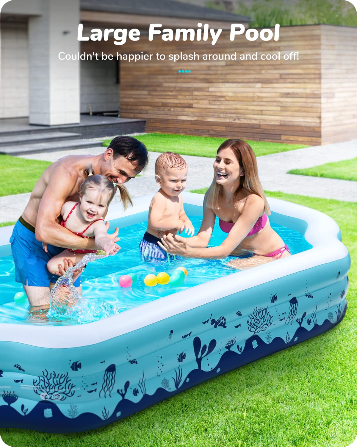 Piscine gonflable Valwix, forme Roma pleine grandeur, à partir de 3 ans, piscine familiale de jardin extérieur