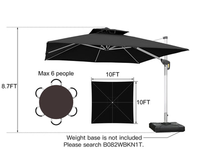 Patio Umbrella Outdoor Square 10ft Black