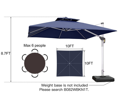 Patio Umbrella Outdoor Square 10ft Navy Blue