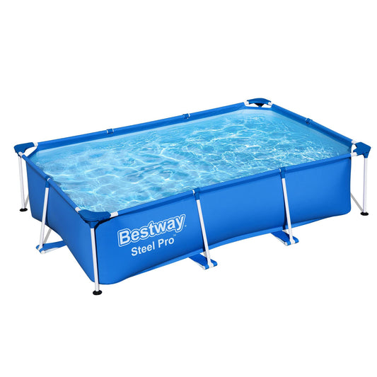 Bestway Steel Pro 8,5 pieds x 67 pouces x 24 pouces cadre en acier rectangulaire piscine extérieure hors sol, bleu (piscine uniquement) 8,6' x 5,6' x 24"