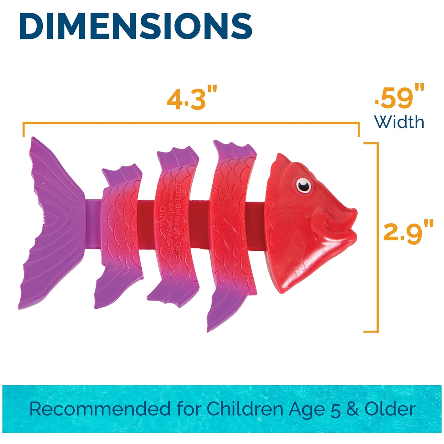 SwimWays Fish Styx Jouets de plongée en forme de poisson pour enfants (lot de 3), jouets de bain et fournitures de fête à la piscine pour enfants de 5 ans et plus Fish Styx Diving Toy-3 Pack