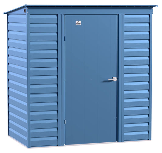 Arrow Shed Select 6' x 4' Outdoor Lockable Steel Storage Shed Building, Blue Grey