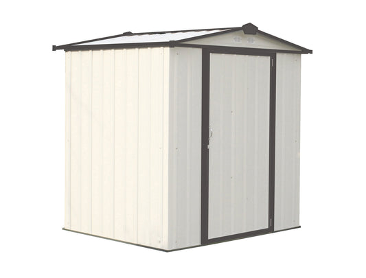 ARROW 6' x 5' EZEE Galvanized Steel Low Gable Shed Cream with Charcoal, Storage Shed with Peak Style Roof Cream/Charcoal Trim