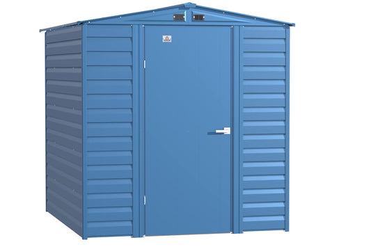 Arrow Shed Select 6' x 7' Outdoor Lockable Steel Storage Shed Building, Blue Grey