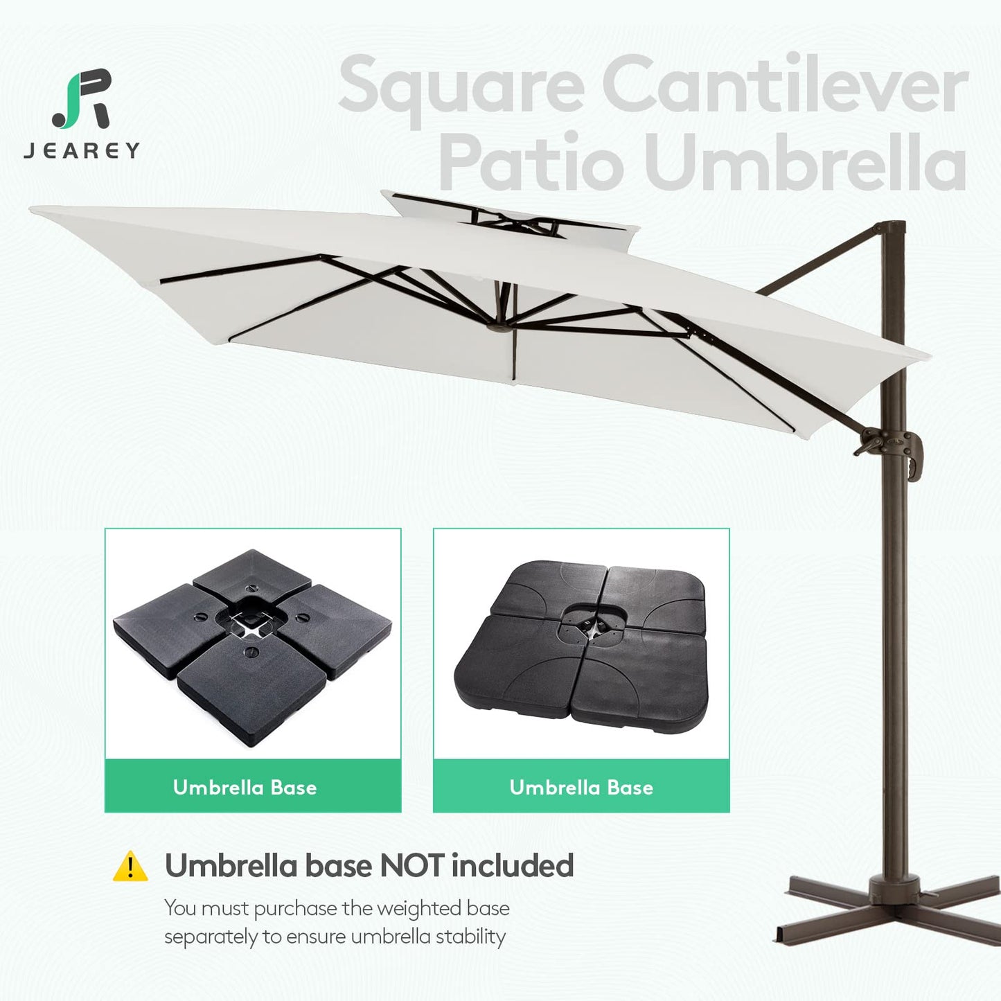 Square Cantilever Patio Umbrella 9FT Cream White