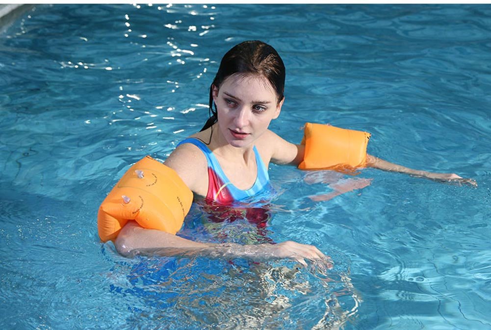 Topsung Floaties Brassards de natation gonflables Anneaux Flotteurs Tube Brassards pour enfants et adultes Orange