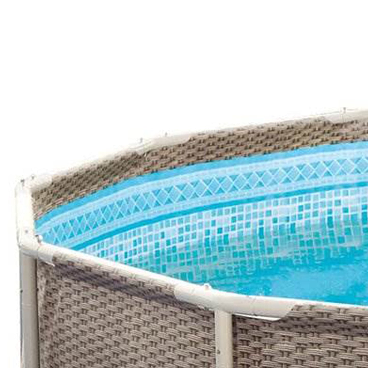 Summer Waves P20014482 Ensemble de piscine hors sol à cadre rond extérieur 14 pi x 48 po avec pompe de filtre skimmer, cartouche filtrante et échelle, osier clair marron/sable