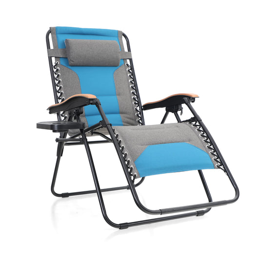 Chaise longue rembourrée Sophia &amp; William Zero Gravity avec porte-gobelet gratuit, supporte 350 lb (bleu cobalt) 1 paquet bleu cobalt