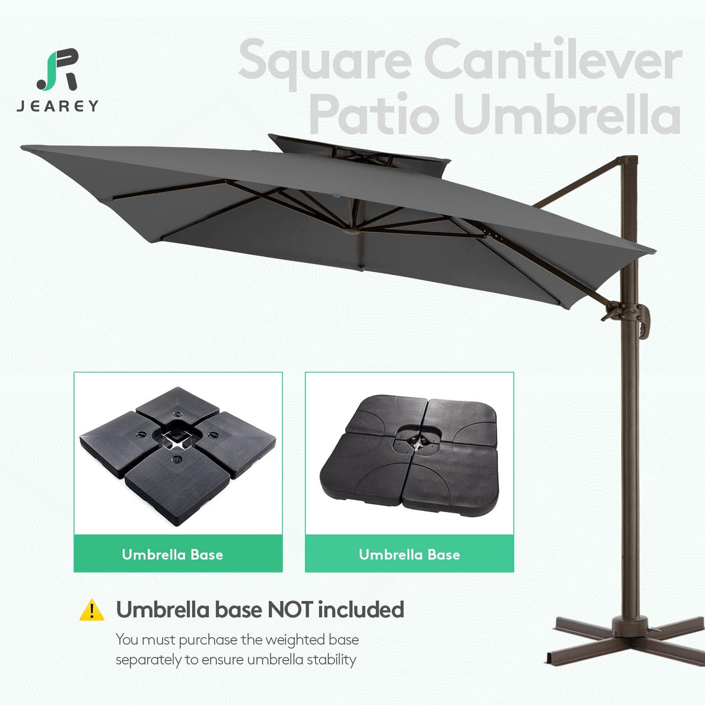 Square Cantilever Patio Umbrella 12FT GREY