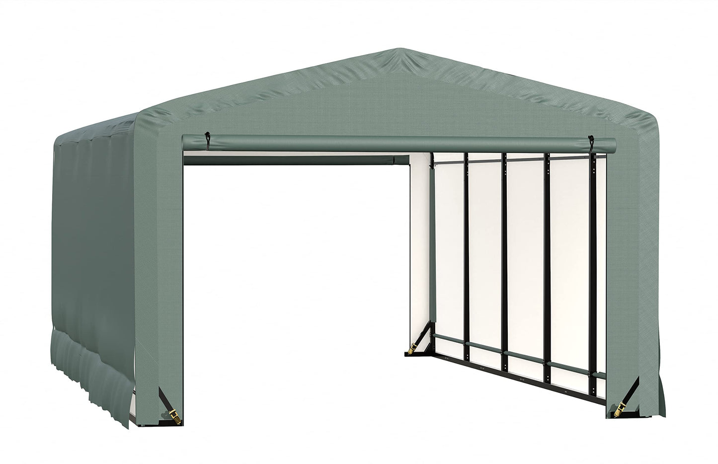 ShelterLogic ShelterTube Garage & Storage Shelter, 12' x 27' x 8' Heavy-Duty Steel Frame Wind and Snow-Load Rated Enclosure, Green 12' x 27' x 8'