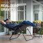 TIMBER RIDGE XXL Chaise Zero Gravity surdimensionnée, chaise longue de terrasse entièrement rembourrée avec table d'appoint, chaise de jardin inclinable de 33 pouces de large, support 500 lb (gris) gris-nouveau