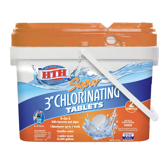 HTH 42034 Comprimés de chloration Super 3" pour piscines, 25 lb