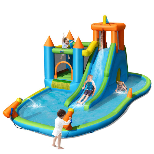 BOUNTECH Toboggan aquatique gonflable, 8 en 1 géant Waterslide Park Bounce House pour enfants Backyard Outdoor Fun w/Splash Pool, Escalade, Blow up Water Slides Inflatables for Kids and Adults Party Gifts without Air Blower