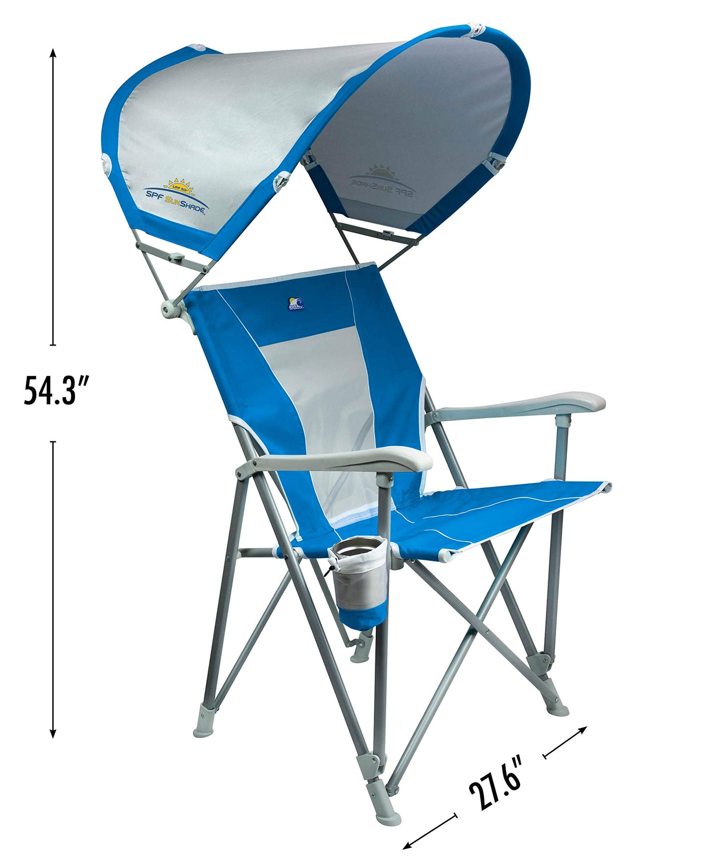 GCI Outdoor Waterside SunShade Captain's Beach Chair & Outdoor Camping Chair With Canopy