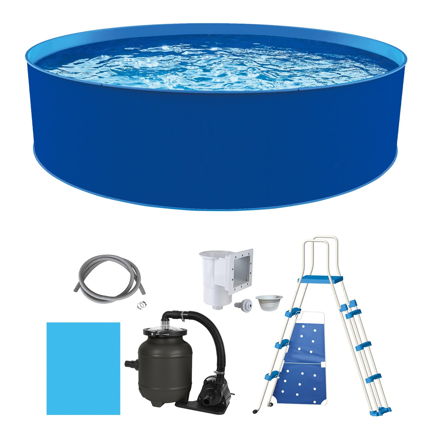 Blue Wave Cobalt Steel Wall Pool Package - 15-ft Round 48-in Deep 15-ft Round x 48-in Deep