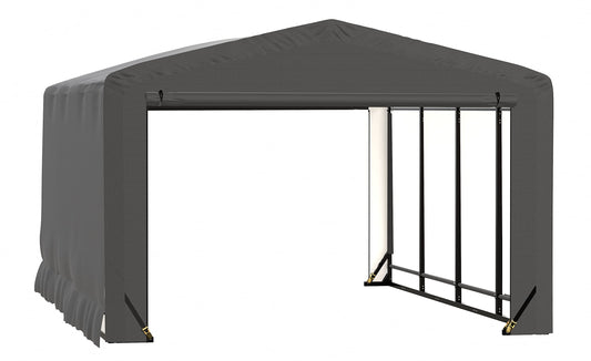 ShelterLogic ShelterTube Garage & Storage Shelter, 12' x 18' x 8' Heavy-Duty Steel Frame Wind and Snow-Load Rated Enclosure, Gray 12' x 18' x 8'