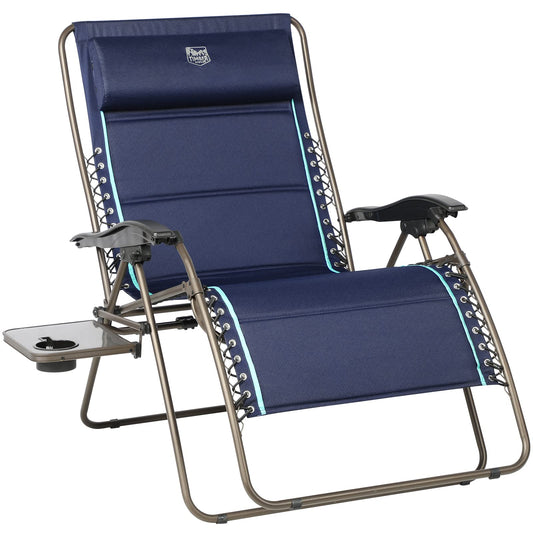 TIMBER RIDGE XXL Chaise Zero Gravity surdimensionnée, chaise longue de terrasse entièrement rembourrée avec table d'appoint, chaise de jardin inclinable de 33 pouces de large, support 500 lb (bleu) bleu