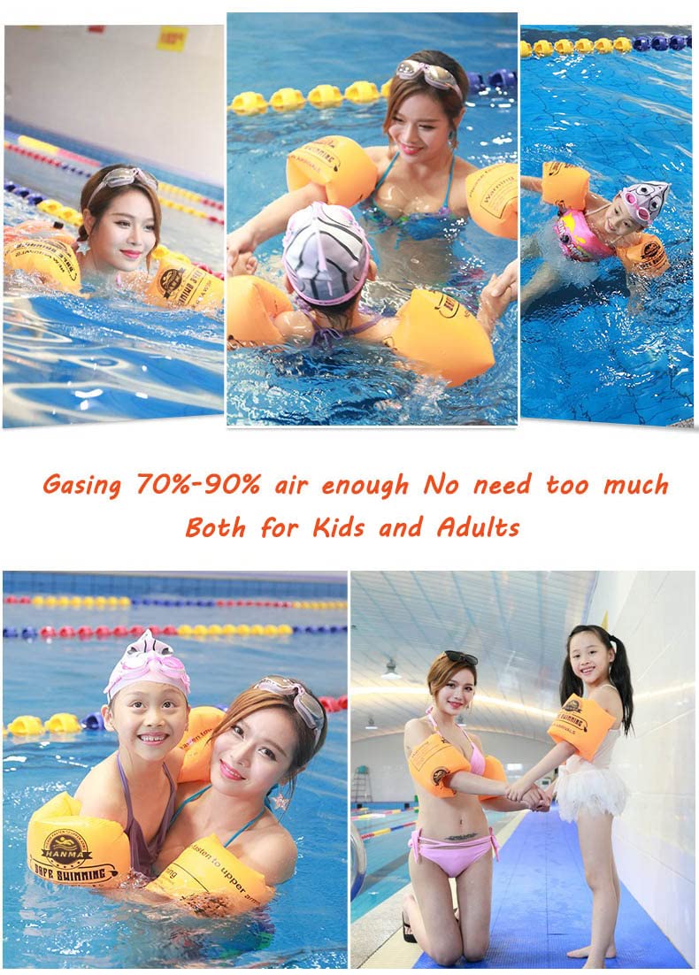 Topsung Floaties Inflatable Swim Arm Bands Rings Floats Tube Armlets for Kids and Adult Orange