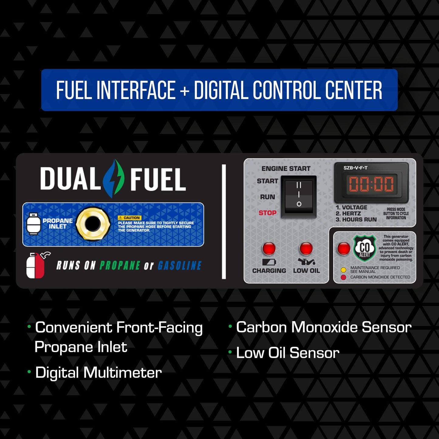 DuroMax XP5500HX Dual Fuel Portable Generator-5500 Watt Gas or Propane Powered Electric Start w/CO Alert, 50 State Approved, Blue 5,500-Watt Dual Fuel