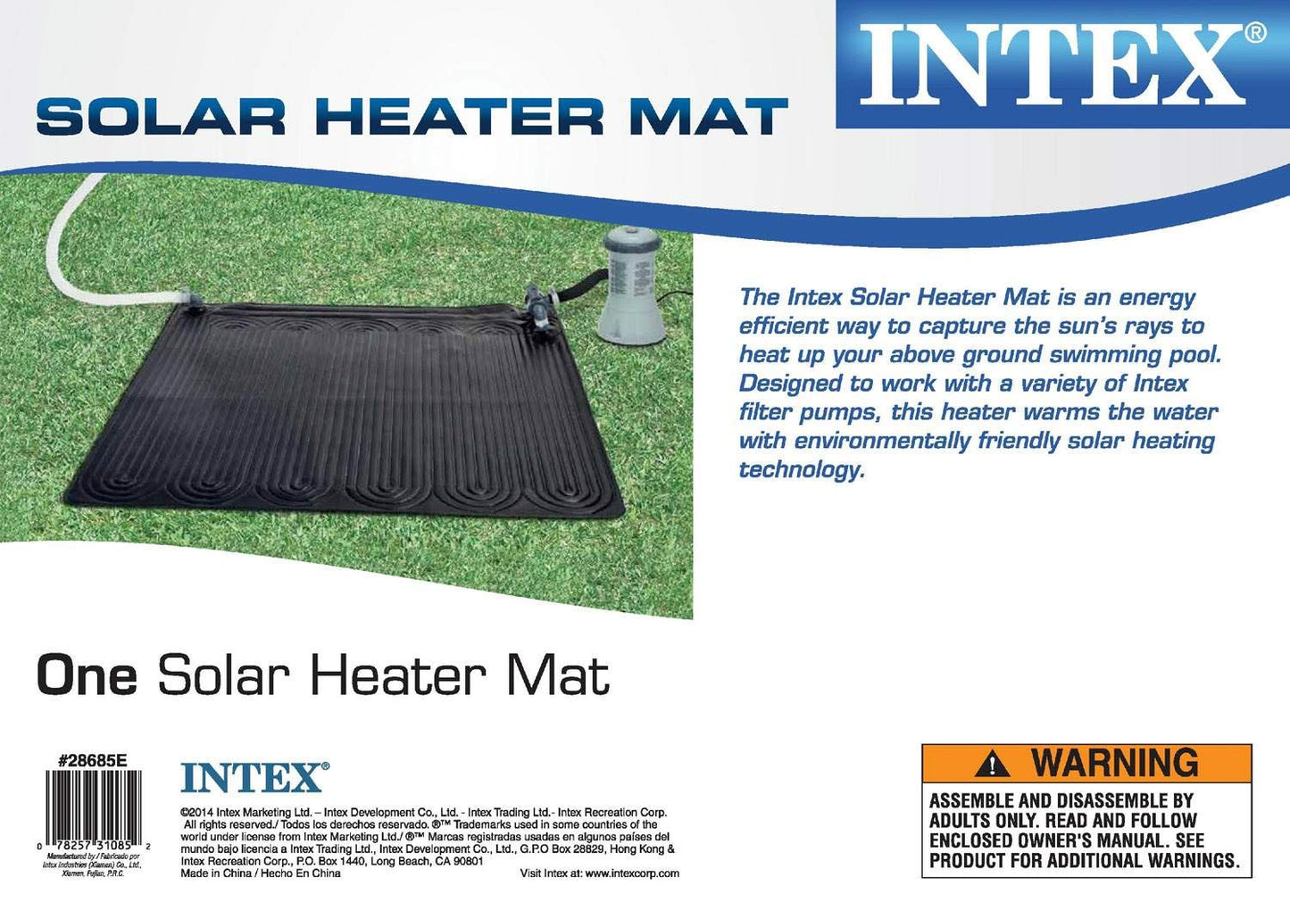 Intex 28685E 47 Inch x 47 Inch Solar Pool Water Heater Mat for 8,000 Gallon Above Ground Swimming Pool with Hose Attachment, Black (2 Pack)