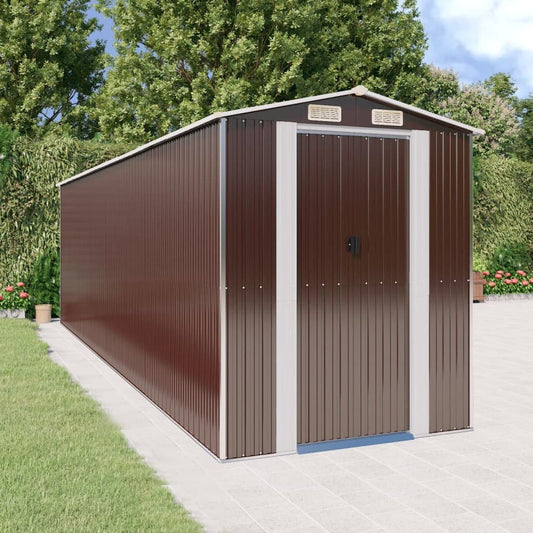 GOLINPEILO Metal Outdoor Garden Storage Shed, Large Steel Utility Tool Shed Storage House, Steel Yard Shed with Double Sliding Doors, Utility and Tool Storage, Dark Brown 75.6"x271.3"x87.8" 75.6"x271.3"x87.8"