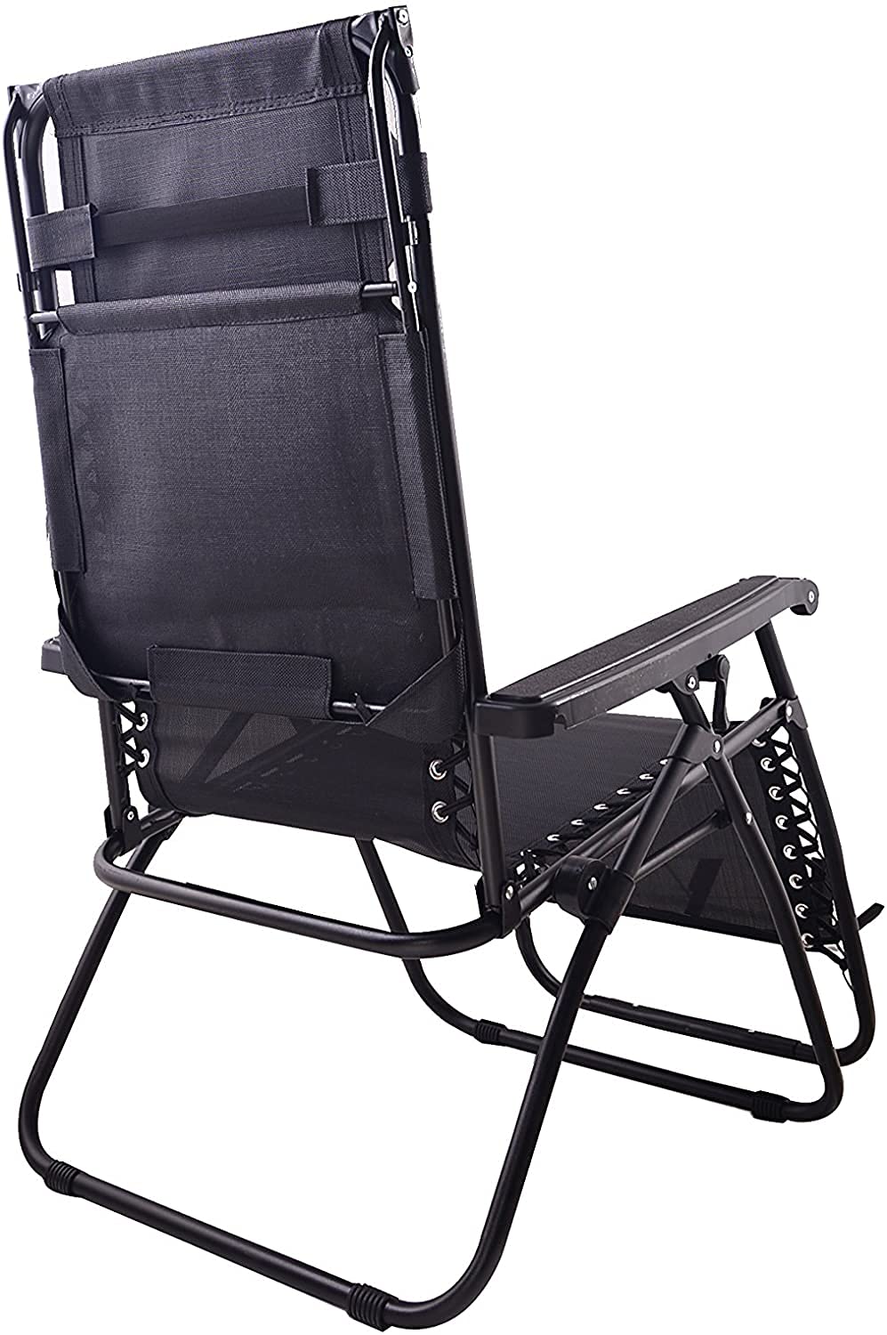 BTEXPERT CC5044B-2 Chaise Zero Gravity Lounge Outdoor Patio Beach Yard Garden Parasol Plateau utilitaire Porte-gobelet Case Pack (Lot de 2 pièces), Deux pièces, Noir avec auvent