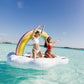 FUNBOY Flotteur de piscine gonflable géant de luxe arc-en-ciel Cloud Island, lit flottant, deux porte-gobelets, flotteur de luxe pour fête de piscine d'été et divertissement