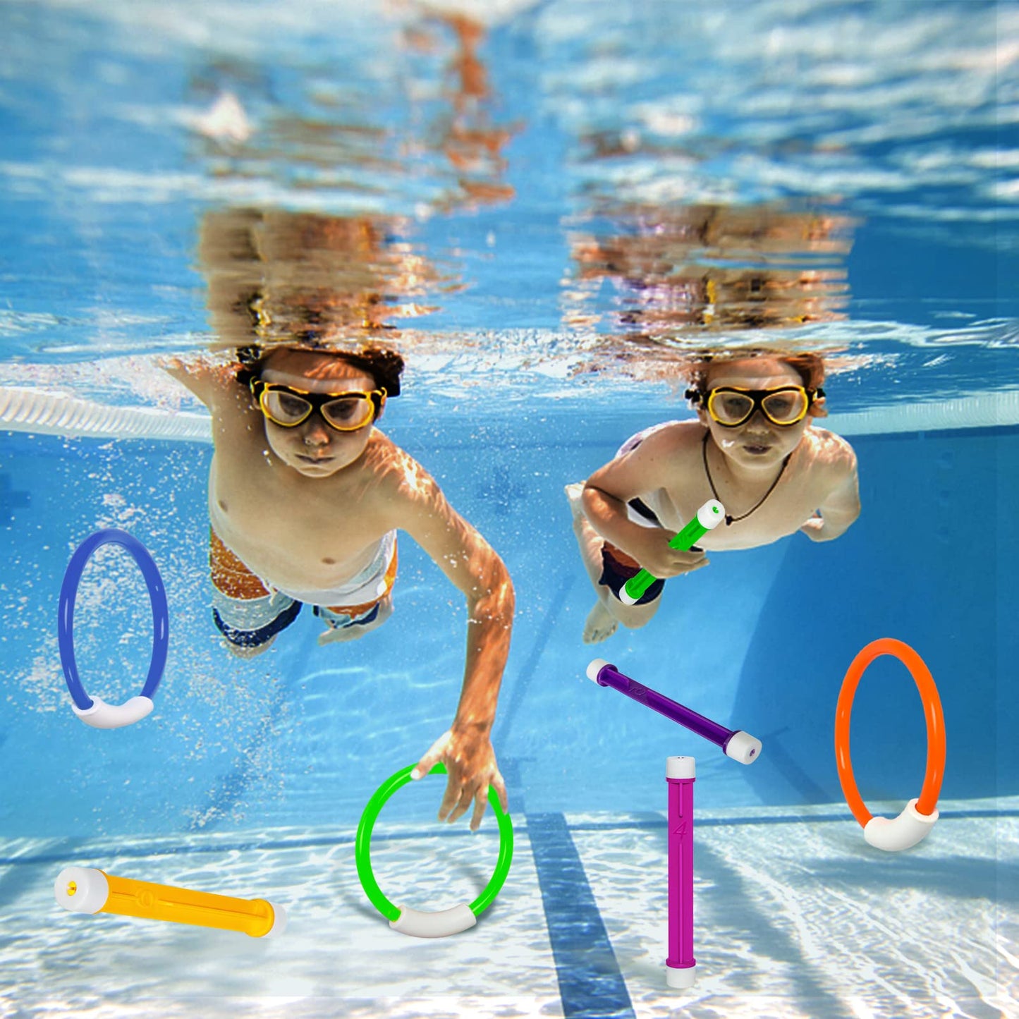 Jouets de piscine sous-marine, piscine d'entraînement anneaux de plongée jouets de natation anneaux de plongée jouets de plongée ensemble cadeau jouets de piscine pour enfants pour jeux de jouets aquatiques amusants