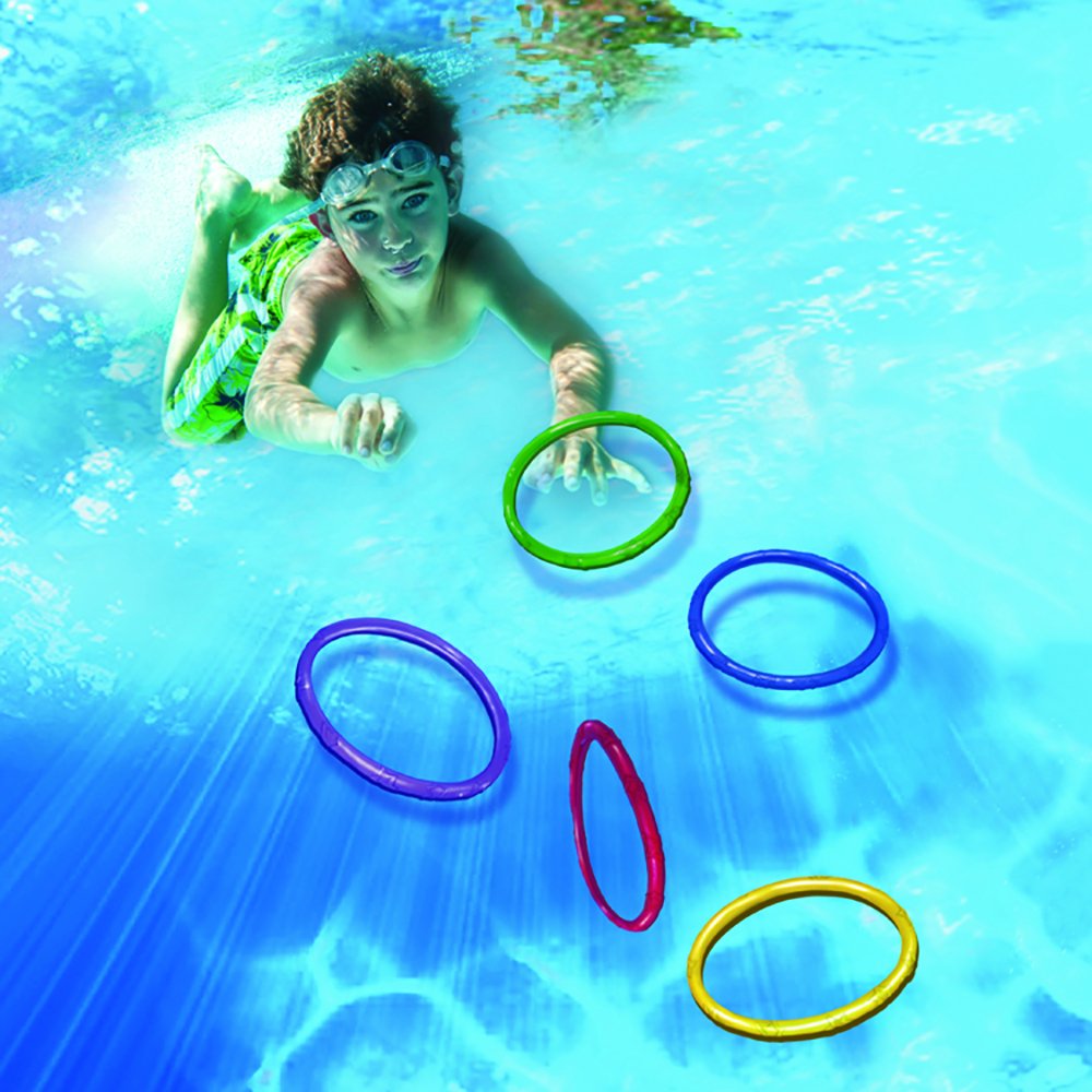 Banzai Spring &amp; Summer Toys Lot de 6 anneaux de plongée pour piscine