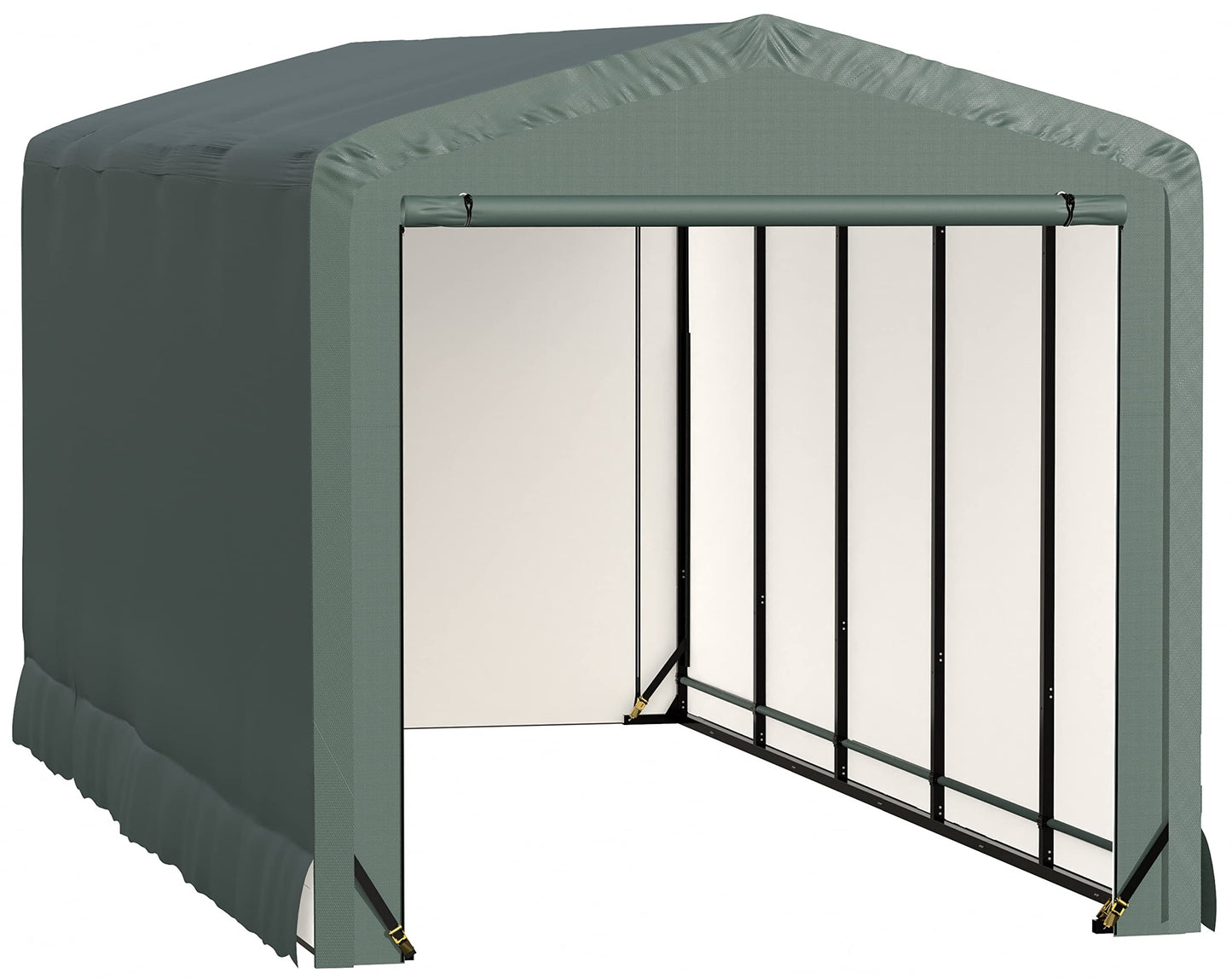 ShelterLogic ShelterTube Garage & Storage Shelter, 10' x 23' x 10' Heavy-Duty Steel Frame Wind and Snow-Load Rated Enclosure, Green 10' x 23' x 10'