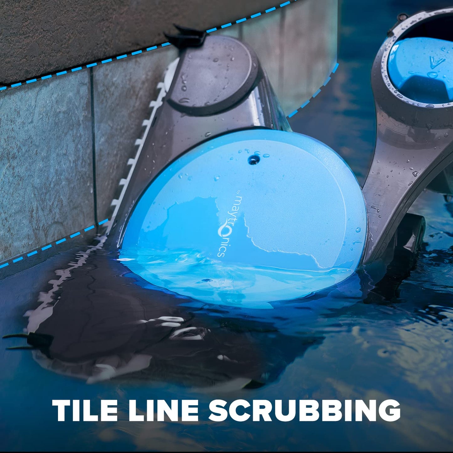 Robot nettoyeur de piscine Dolphin Premier avec doubles brosses de récurage puissantes et plusieurs options de filtre, idéal pour les piscines creusées jusqu'à 50 pieds.