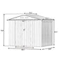 DHPM 8x6 FT Bike Shed Garden Shed, Metal Storage Shed with Lockable Door, Tool Cabinet with Vents and Foundation for Backyard, Lawn, Garden Brown