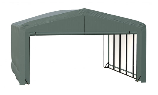 ShelterLogic ShelterTube Garage & Storage Shelter, 20' x 23' x 12' Heavy-Duty Steel Frame Wind and Snow-Load Rated Enclosure, Green 20' x 23' x 12'