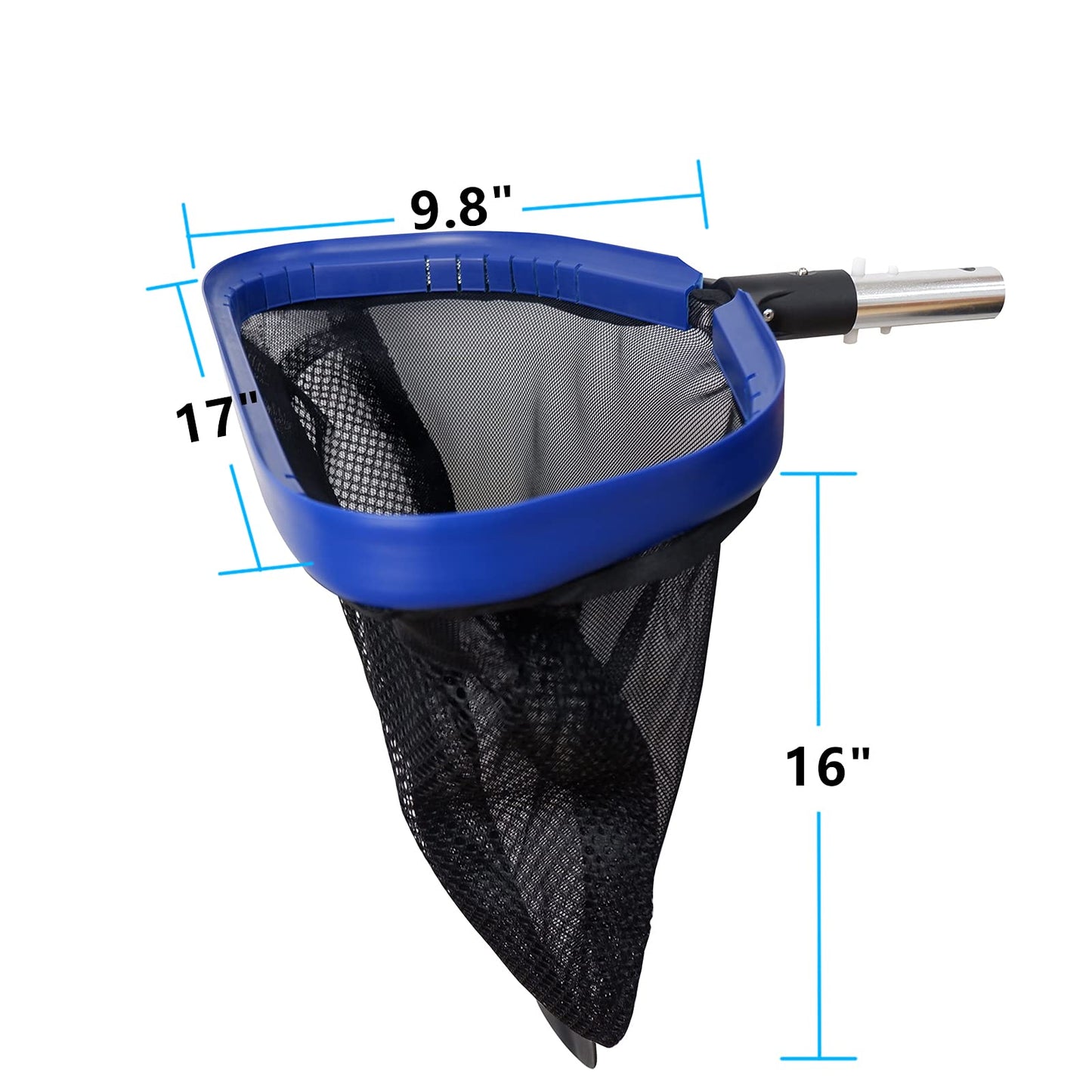 Poolvio Professional Heavy Duty Swimming Pool Leaf Skimmer Rake with Deep Double-Stitched Net Bag, Aluminum Frame & Handle for Faster Cleaning & Easier Debris Pickup and Removal Aluminum Frame Pool Rake