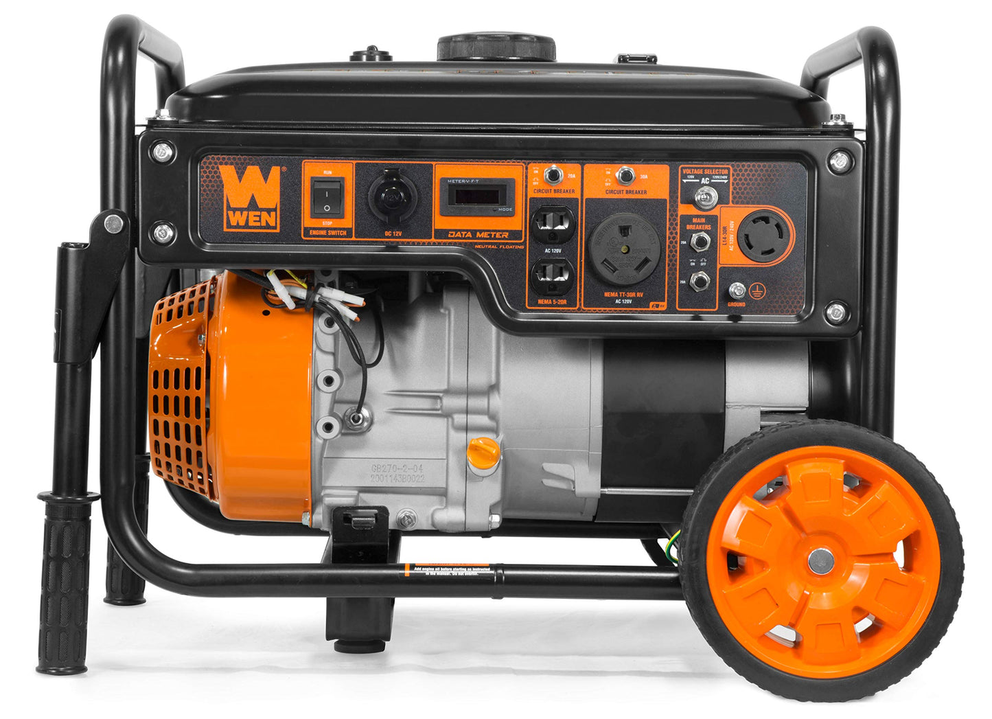 WEN Générateur 6 000 watts 120 V/240 V, prêt pour camping-car avec kit de roues portables (GN6000), noir 6 000 W + carburant unique + démarrage à rappel 