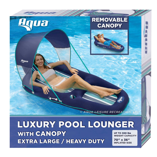 Aqua Ultimate Pool Float Lounges, Fauteuils inclinables, Tanners – Plusieurs couleurs/styles – pour adultes et enfants Floating Ultimate Lounge Navy/Aqua/White Stripe