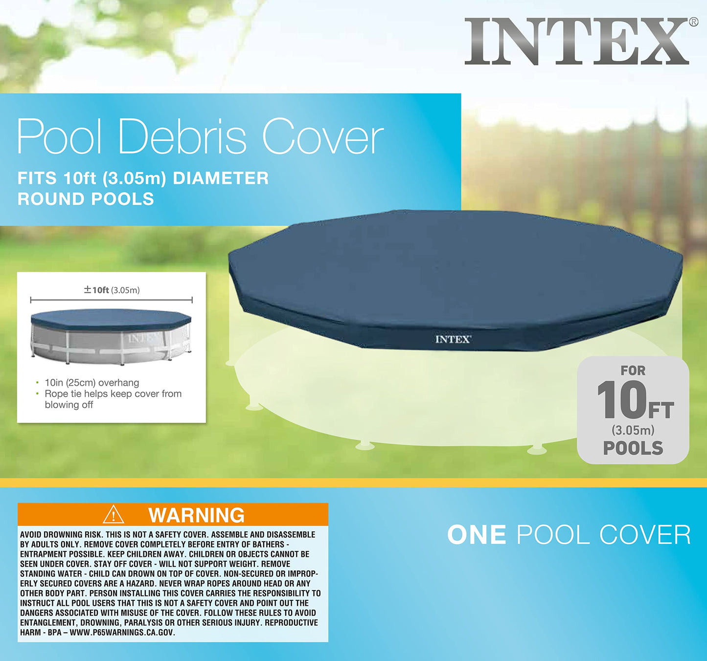 Intex Couverture de piscine ronde en métal, bleu, 10 pieds
