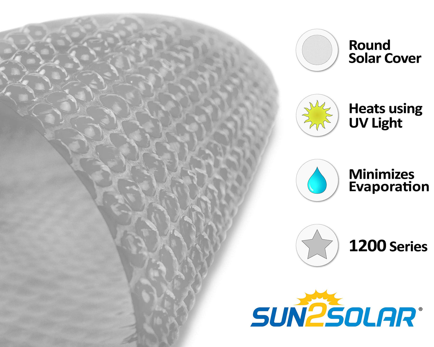 Sun2Solar Couverture solaire ronde transparente de 30 pieds | Série 1200