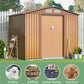 HOGYME Storage Shed 8' x 8' Outdoor Garden Shed Metal Shed Suitable for Storing Garden Tool Lawn Mower Ladder Coffee 8x8