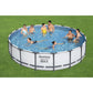 Bestway Steel Pro MAX Ensemble de piscine extérieure hors sol avec cadre en métal rond de 18 pieds x 48 pouces avec pompe à filtre 1 000, échelle et couverture 18' x 48"