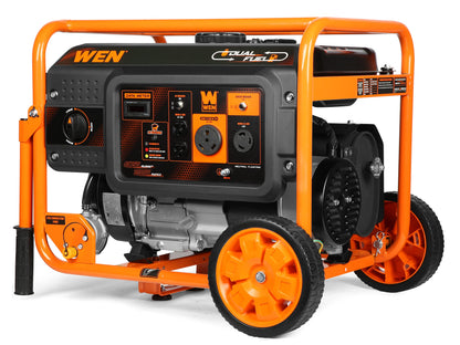 WEN DF430X 4375-Watt Dual Fuel Portable Generator with Wheel Kit and CO Shutdown Sensor, Black 4375W + Dual Fuel + Recoil Start