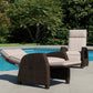 Grand patio Indoor & Outdoor Moor Recliner PE Wicker with Flip Table Push Back Reclining Lounge Chair, Flax Beige 1 PCS