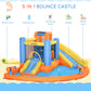 Outsunny Kids Toboggan gonflable 5 en 1 Bounce House Water Park Jumping Castle avec piscine d'eau, toboggan, murs d'escalade et 2 canons à eau, souffleur d'air 450 W