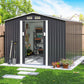 HOGYME 10.5' x 9.1' Storage Outdoor Shed, Large Sheds & Outdoor Storage Clearance Suitable for Tool Bike Lawn Mower Ladder, Metal Garden Shed w/Lockable/Sliding Door, Gray 9.1x10.5